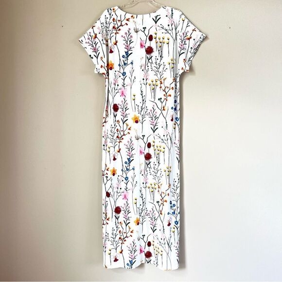 Noracora White Multicolored Floral V-Neck Cap Sleeve Casual Maxi Dress - Picture 4 of 15